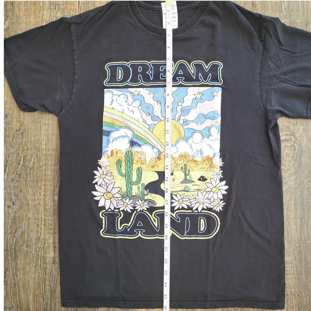 Delta Apparel Dream Land Desert Graphic T-Shirt Mens M Black Psychedelic Tee - Picture 5 of 7